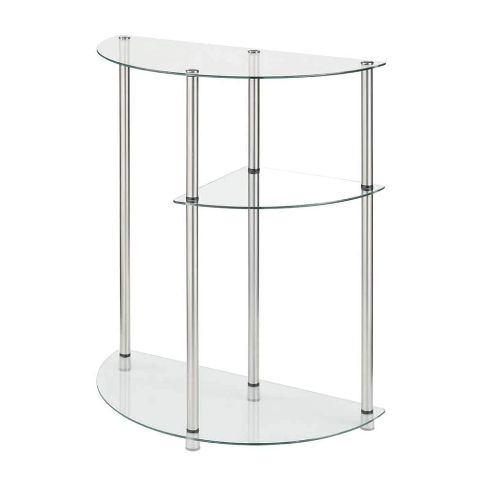 Designs2Go Classics 23 in. Glass/Stainless Standard Half-Round Glass Top Entryway Table with Display Tiers by Convenience Concepts 3 Designs2Go Classics 23 in. Glass/Stainless Standard Half-Round Glass Top Entryway Table with Display Tiers by Convenience Concepts