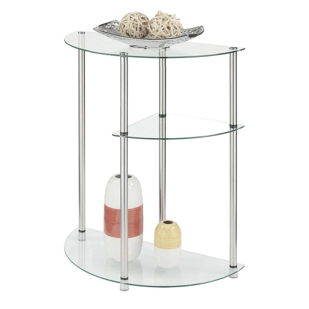 Designs2Go Classics 23 in. Glass/Stainless Standard Half-Round Glass Top Entryway Table with Display Tiers by Convenience Concepts 4 Designs2Go Classics 23 in. Glass/Stainless Standard Half-Round Glass Top Entryway Table with Display Tiers by Convenience Concepts - Image 2