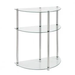 Designs2Go Classic 23 in. Glass/Stainless Standard Half-Circle Glass Entryway Table with 3 Tiers by Convenience Concepts