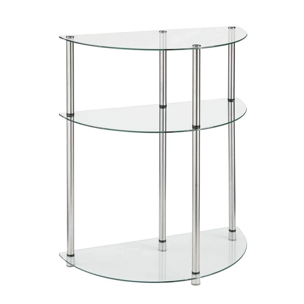 Designs2Go Classic 23 in. Glass/Stainless Standard Half-Circle Glass Entryway Table with 3 Tiers by Convenience Concepts 3 Designs2Go Classic 23 in. Glass/Stainless Standard Half-Circle Glass Entryway Table with 3 Tiers by Convenience Concepts