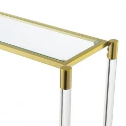 Royal Crest 44.25 in. Gold Standard Height Rectangular Glass Top Console Table with Glass Top by Convenience Concepts -Cheap Convenience Concepts Store gold convenience concepts console tables s14 139 4f 1000