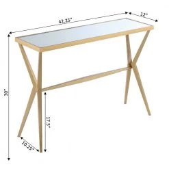 Saturn 42 in. Gold Standard Height Rectangular Glass Mirror Top Console Table by Convenience Concepts -Cheap Convenience Concepts Store gold convenience concepts console tables u12 220 c3 1000