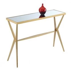 Saturn 42 in. Gold Standard Height Rectangular Glass Mirror Top Console Table by Convenience Concepts -Cheap Convenience Concepts Store gold convenience concepts console tables u12 220 e1 1000