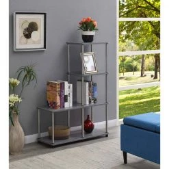 Designs2Go 41.75 in. Gray Particle Board 4 Shelf Etagere Bookcase with Metal Frame by Convenience Concepts -Cheap Convenience Concepts Store gray convenience concepts bookcases bookshelves r5 253 31 1000