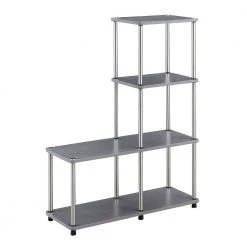 Designs2Go 41.75 in. Gray Particle Board 4 Shelf Etagere Bookcase with Metal Frame by Convenience Concepts -Cheap Convenience Concepts Store gray convenience concepts bookcases bookshelves r5 253 4f 1000