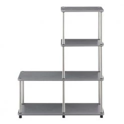 Designs2Go 41.75 in. Gray Particle Board 4 Shelf Etagere Bookcase with Metal Frame by Convenience Concepts