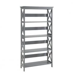 Oxford 60 in. Gray MDF 5-Shelf Standard Bookcase with Open Back by Convenience Concepts
