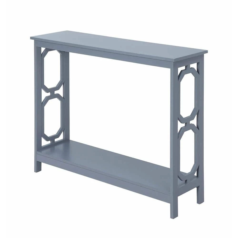 Omega 40 in. Gray Standard Rectangle Wood Console Table with Shelves by Convenience Concepts 3 Omega 40 in. Gray Standard Rectangle Wood Console Table with Shelves by Convenience Concepts