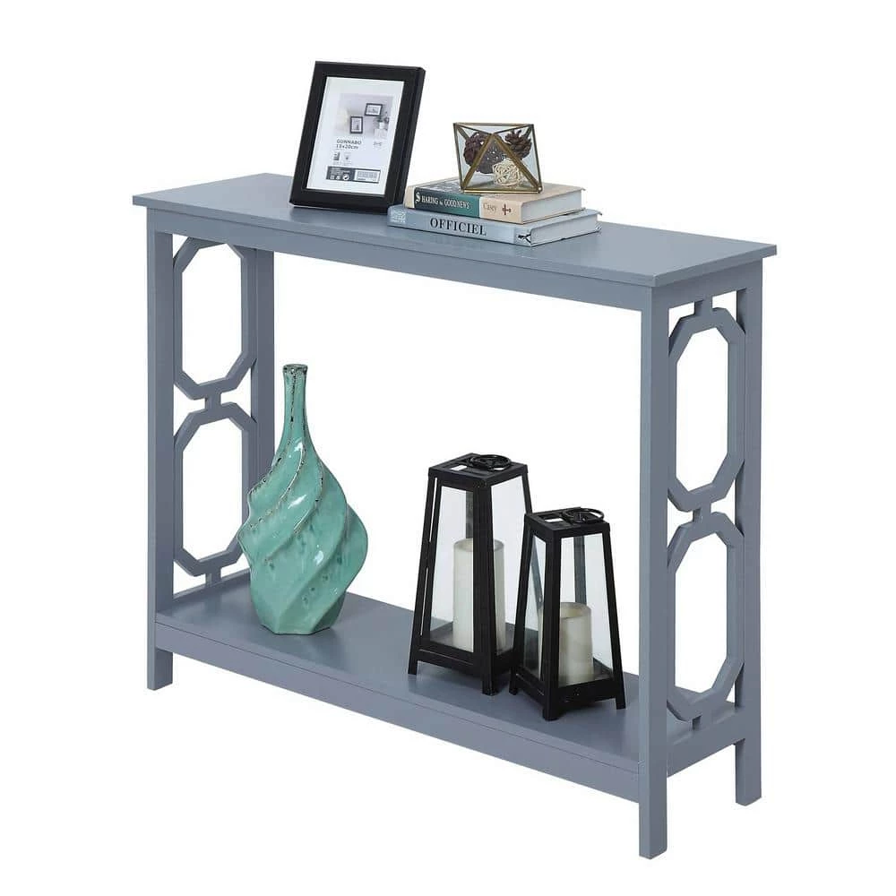 Omega 40 in. Gray Standard Rectangle Wood Console Table with Shelves by Convenience Concepts 4 Omega 40 in. Gray Standard Rectangle Wood Console Table with Shelves by Convenience Concepts - Image 2
