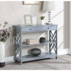Titan 39.5 in. Gray 31.5 in. Rectangle Wood Console Table with Drawer & Shelves by Convenience Concepts 15 Titan 39.5 in. Gray 31.5 in. Rectangle Wood Console Table with Drawer & Shelves by Convenience Concepts -Cheap Convenience Concepts Store gray convenience concepts console tables s20 445 31 1000