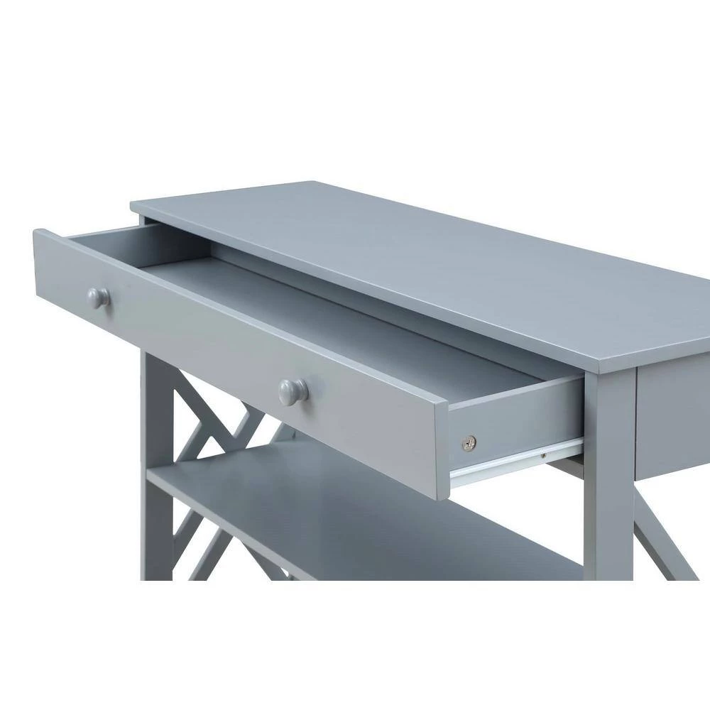 Titan 39.5 in. Gray 31.5 in. Rectangle Wood Console Table with Drawer & Shelves by Convenience Concepts 8 Titan 39.5 in. Gray 31.5 in. Rectangle Wood Console Table with Drawer & Shelves by Convenience Concepts - Image 6
