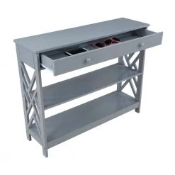 Titan 39.5 in. Gray 31.5 in. Rectangle Wood Console Table with Drawer & Shelves by Convenience Concepts 12 Titan 39.5 in. Gray 31.5 in. Rectangle Wood Console Table with Drawer & Shelves by Convenience Concepts -Cheap Convenience Concepts Store gray convenience concepts console tables s20 445 77 1000