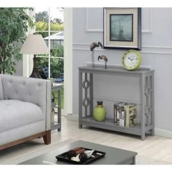 Ring 40 in. Gray Standard Height Rectangular Particle Board Top Console Table with Shelf by Convenience Concepts -Cheap Convenience Concepts Store gray convenience concepts console tables s25 111 31 1000