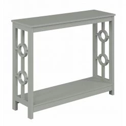 Ring 40 in. Gray Standard Height Rectangular Particle Board Top Console Table with Shelf by Convenience Concepts