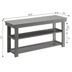 Oxford Gray Bench with Shelves 17 in. H x 35.5 in. W x 12 in. D by Convenience Concepts -Cheap Convenience Concepts Store gray convenience concepts dining benches s20 154 c3 1000
