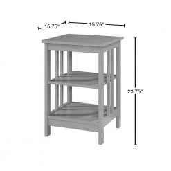 Mission 15.75 in. Gray Standard Height Square Wood Top End Table with Shelves by Convenience Concepts -Cheap Convenience Concepts Store gray convenience concepts end side tables s20 250 40 1000