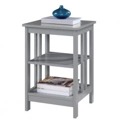 Mission 15.75 in. Gray Standard Height Square Wood Top End Table with Shelves by Convenience Concepts -Cheap Convenience Concepts Store gray convenience concepts end side tables s20 250 4f 1000