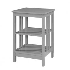 Mission 15.75 in. Gray Standard Height Square Wood Top End Table with Shelves by Convenience Concepts