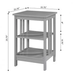 Mission 15.75 in. Gray Standard Height Square Wood Top End Table with Shelves by Convenience Concepts -Cheap Convenience Concepts Store gray convenience concepts end side tables s20 250 c3 1000