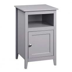 Designs2Go 15.75 in. Gray Standard Square MDF End Table with Storage Cabinet and Shelf by Convenience Concepts