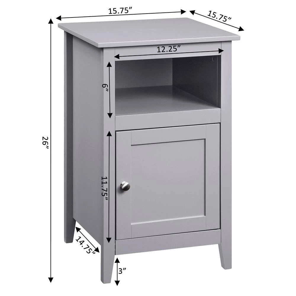 Designs2Go 15.75 in. Gray Standard Square MDF End Table with Storage Cabinet and Shelf by Convenience Concepts 7 Designs2Go 15.75 in. Gray Standard Square MDF End Table with Storage Cabinet and Shelf by Convenience Concepts - Image 5