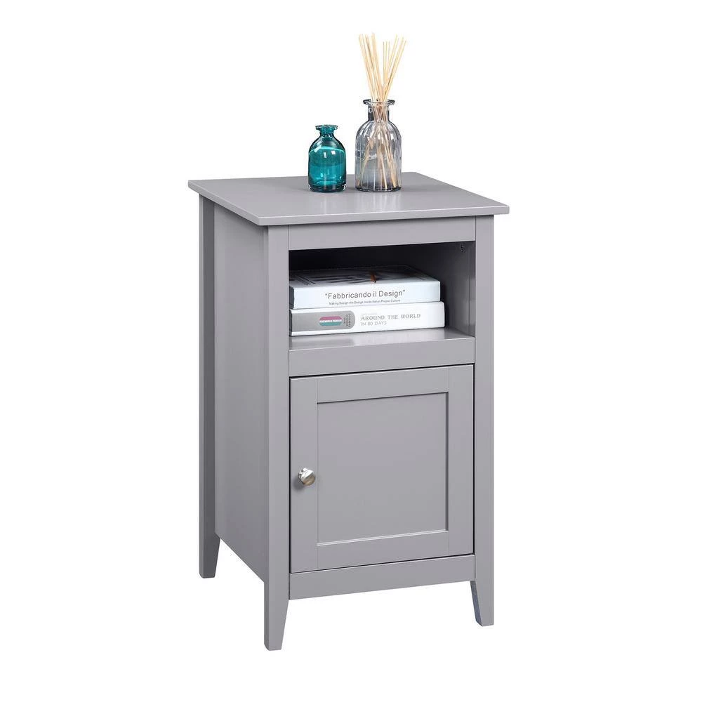 Designs2Go 15.75 in. Gray Standard Square MDF End Table with Storage Cabinet and Shelf by Convenience Concepts 4 Designs2Go 15.75 in. Gray Standard Square MDF End Table with Storage Cabinet and Shelf by Convenience Concepts - Image 2
