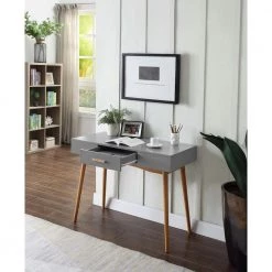 Oslo 39.50 in. Rectangle Gray Wood 1 Drawer Writing Desk by Convenience Concepts -Cheap Convenience Concepts Store gray convenience concepts writing desks s20 295 77 1000