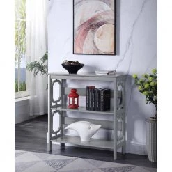 32.5 in. Gray Wood 3-shelf Etagere Bookcase with Open Back by Convenience Concepts -Cheap Convenience Concepts Store gray non lead based paint convenience concepts bookcases bookshelves s20 356 d4 1000