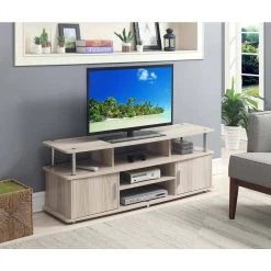 Designs2Go 59 in. Ice White Particle Board TV Stand Fits TVs Up to 65 in. with Storage Doors by Convenience Concepts -Cheap Convenience Concepts Store ice white melamine convenience concepts tv stands r5 239 31 1000