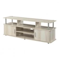 Designs2Go 59 in. Ice White Particle Board TV Stand Fits TVs Up to 65 in. with Storage Doors by Convenience Concepts
