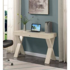 Newport 47.25 in. Rectangle Ivory MDF 1 Drawer Writing Desk by Convenience Concepts -Cheap Convenience Concepts Store ivory convenience concepts computer desks u14 245 31 1000