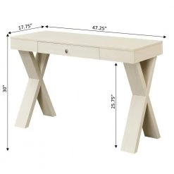 Newport 47.25 in. Rectangle Ivory MDF 1 Drawer Writing Desk by Convenience Concepts -Cheap Convenience Concepts Store ivory convenience concepts computer desks u14 245 c3 1000