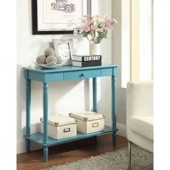 French Country 32 in. Light Blue Standard Rectangle Wood Console Table with Drawers by Convenience Concepts -Cheap Convenience Concepts Store light blue convenience concepts console tables 6053188be 31 1000
