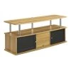 Designs2Go 47 in. Light Oak and Black Particle Board TV Stand 50 in. with Doors by Convenience Concepts