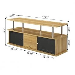 Designs2Go 47 in. Light Oak and Black Particle Board TV Stand 50 in. with Doors by Convenience Concepts -Cheap Convenience Concepts Store light oak with black cabinets convenience concepts tv stands 151202lo c3 1000