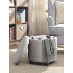 Designs4Comfort Light Tan Fabric Round Accent Storage Ottoman by Convenience Concepts 13 Designs4Comfort Light Tan Fabric Round Accent Storage Ottoman by Convenience Concepts -Cheap Convenience Concepts Store light tan fabric convenience concepts ottomans r9 183 31 1000