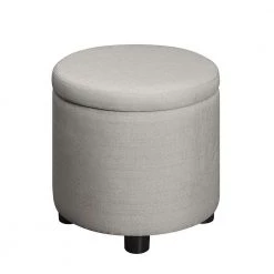 Designs4Comfort Light Tan Fabric Round Accent Storage Ottoman by Convenience Concepts