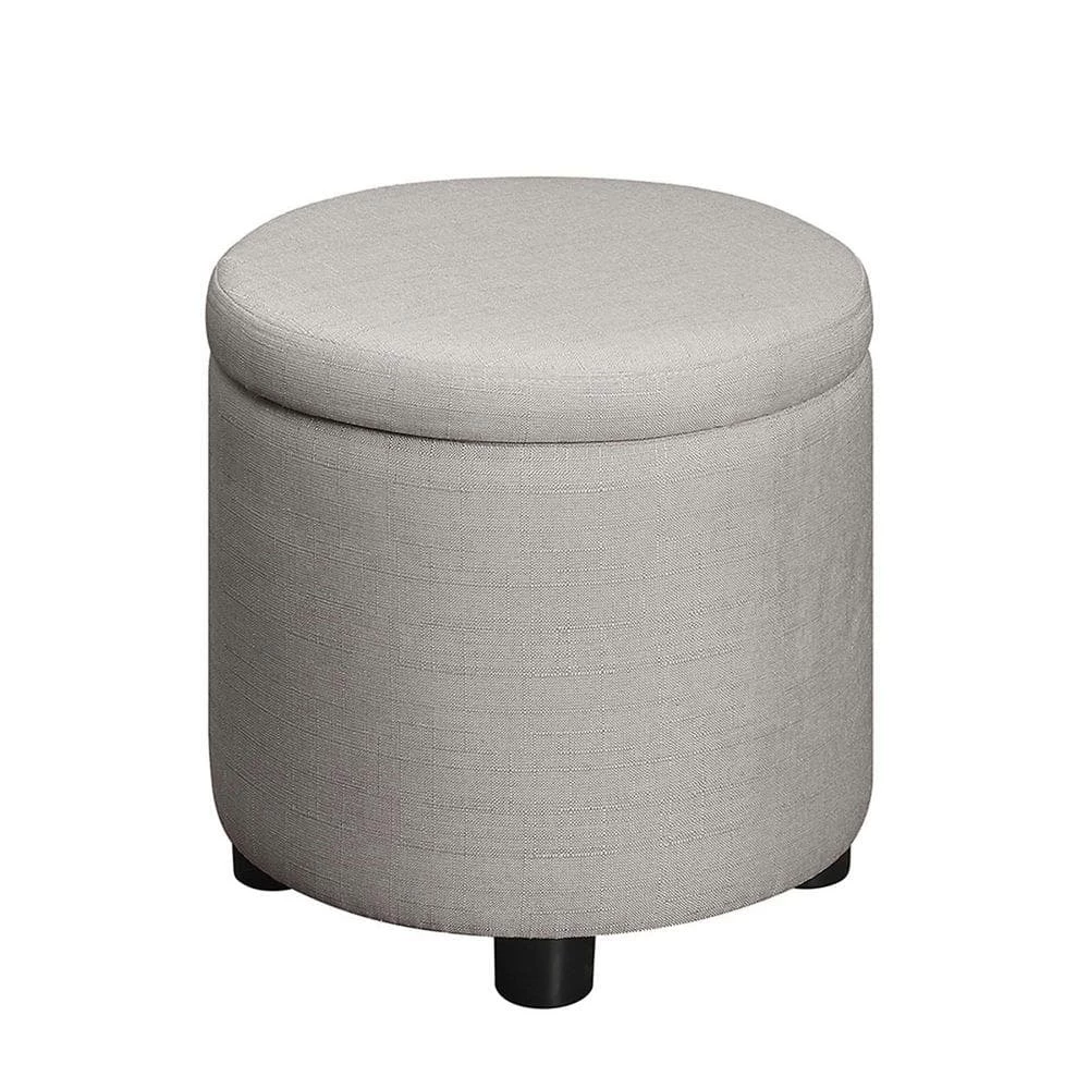 Designs4Comfort Light Tan Fabric Round Accent Storage Ottoman by Convenience Concepts 3 Designs4Comfort Light Tan Fabric Round Accent Storage Ottoman by Convenience Concepts