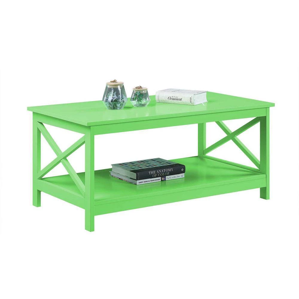 Oxford 39.5 in. Lime Standard Rectangle MDF Wood Coffee Table with Shelf by Convenience Concepts 4 Oxford 39.5 in. Lime Standard Rectangle MDF Wood Coffee Table with Shelf by Convenience Concepts - Image 2