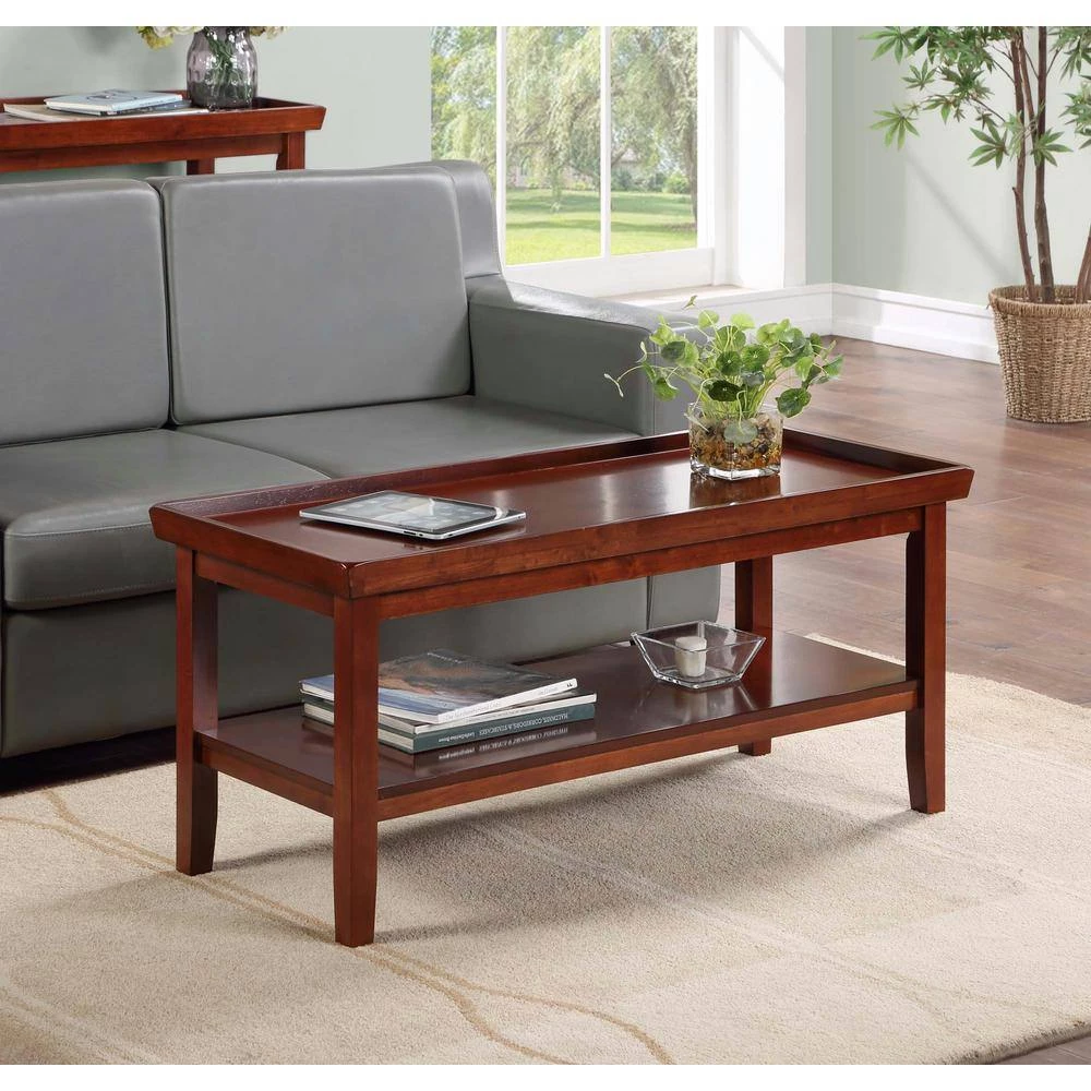 Ledgewood 42 in. Mahogany 20 in. H Rectangle Wood Coffee Table with Shelf by Convenience Concepts 6 Ledgewood 42 in. Mahogany 20 in. H Rectangle Wood Coffee Table with Shelf by Convenience Concepts - Image 4