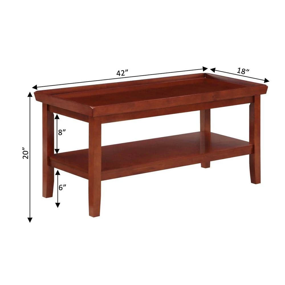 Ledgewood 42 in. Mahogany 20 in. H Rectangle Wood Coffee Table with Shelf by Convenience Concepts 5 Ledgewood 42 in. Mahogany 20 in. H Rectangle Wood Coffee Table with Shelf by Convenience Concepts - Image 3