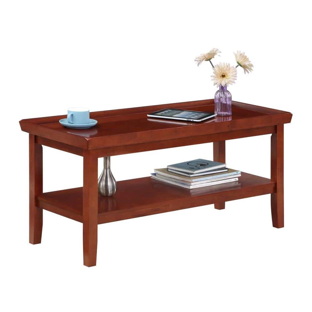 Ledgewood 42 in. Mahogany 20 in. H Rectangle Wood Coffee Table with Shelf by Convenience Concepts 4 Ledgewood 42 in. Mahogany 20 in. H Rectangle Wood Coffee Table with Shelf by Convenience Concepts - Image 2