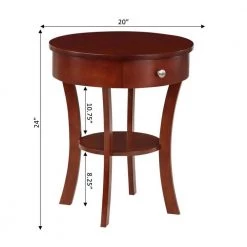 Classic Accents Schaffer 20 in. Mahogany 24 in. Round Wood End Table with Drawer and Shelf by Convenience Concepts 12 Classic Accents Schaffer 20 in. Mahogany 24 in. Round Wood End Table with Drawer and Shelf by Convenience Concepts -Cheap Convenience Concepts Store mahogany convenience concepts end side tables v2 222 4f 1000