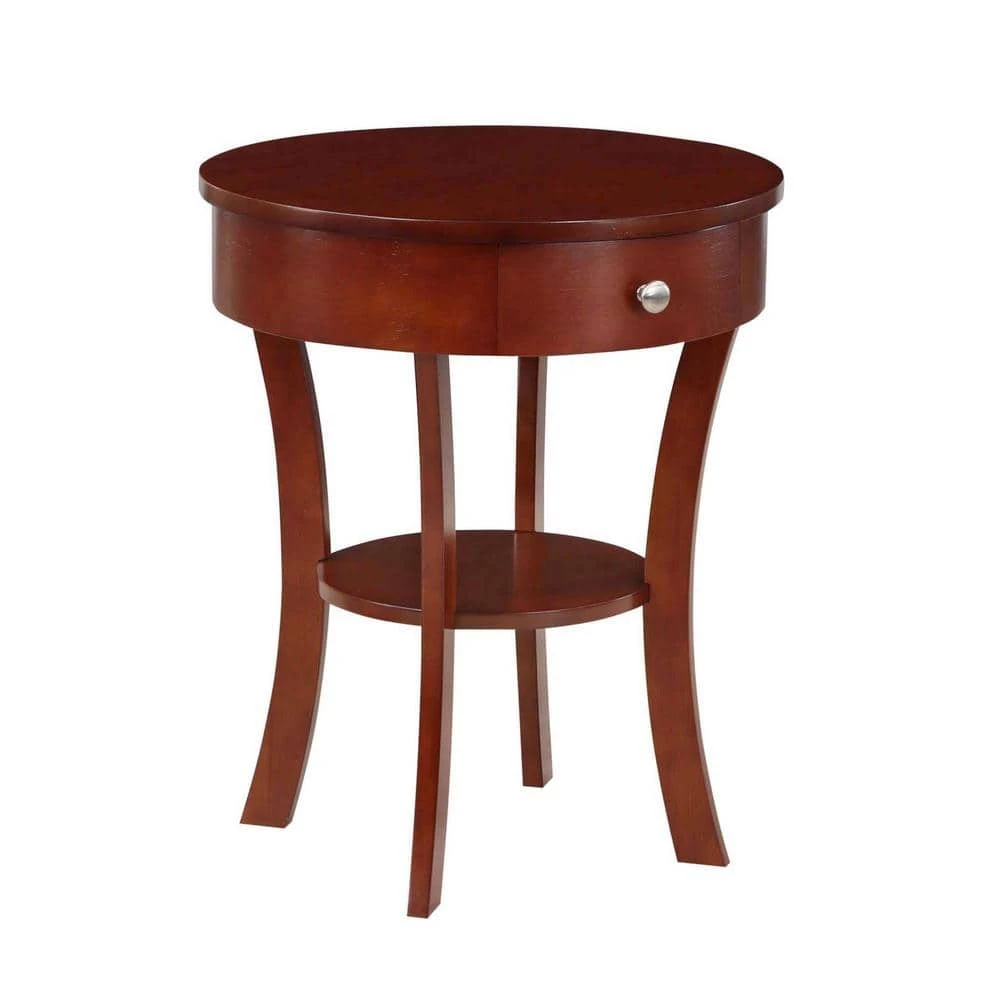 Classic Accents Schaffer 20 in. Mahogany 24 in. Round Wood End Table with Drawer and Shelf by Convenience Concepts 4 Classic Accents Schaffer 20 in. Mahogany 24 in. Round Wood End Table with Drawer and Shelf by Convenience Concepts - Image 2