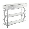 Town Square 39.5 in. Mirror/Chrome Rectangle Glass Top 1 Drawer Console Table with Shelves by Convenience Concepts 2 Town Square 39.5 in. Mirror/Chrome Rectangle Glass Top 1 Drawer Console Table with Shelves by Convenience Concepts -Cheap Convenience Concepts Store mirror chrome convenience concepts console tables s14 131 64 1000