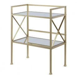 Gold Coast 30.75 in Mirror/Gold Tall Rectangular Glass Top Console Table with Shelf by Convenience Concepts