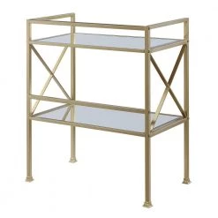 Gold Coast 30.75 in Mirror/Gold Tall Rectangular Glass Top Console Table with Shelf by Convenience Concepts -Cheap Convenience Concepts Store mirror gold convenience concepts console tables u12 188 66 1000
