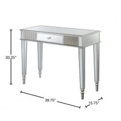French Country 39.75 in. L x 30.25 in. Mirror and Silver Rectangular Glass Top Console Table with 1-Drawer by Convenience Concepts -Cheap Convenience Concepts Store mirror silver convenience concepts console tables u12 271 40 1000