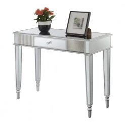 French Country 39.75 in. L x 30.25 in. Mirror and Silver Rectangular Glass Top Console Table with 1-Drawer by Convenience Concepts -Cheap Convenience Concepts Store mirror silver convenience concepts console tables u12 271 c3 1000