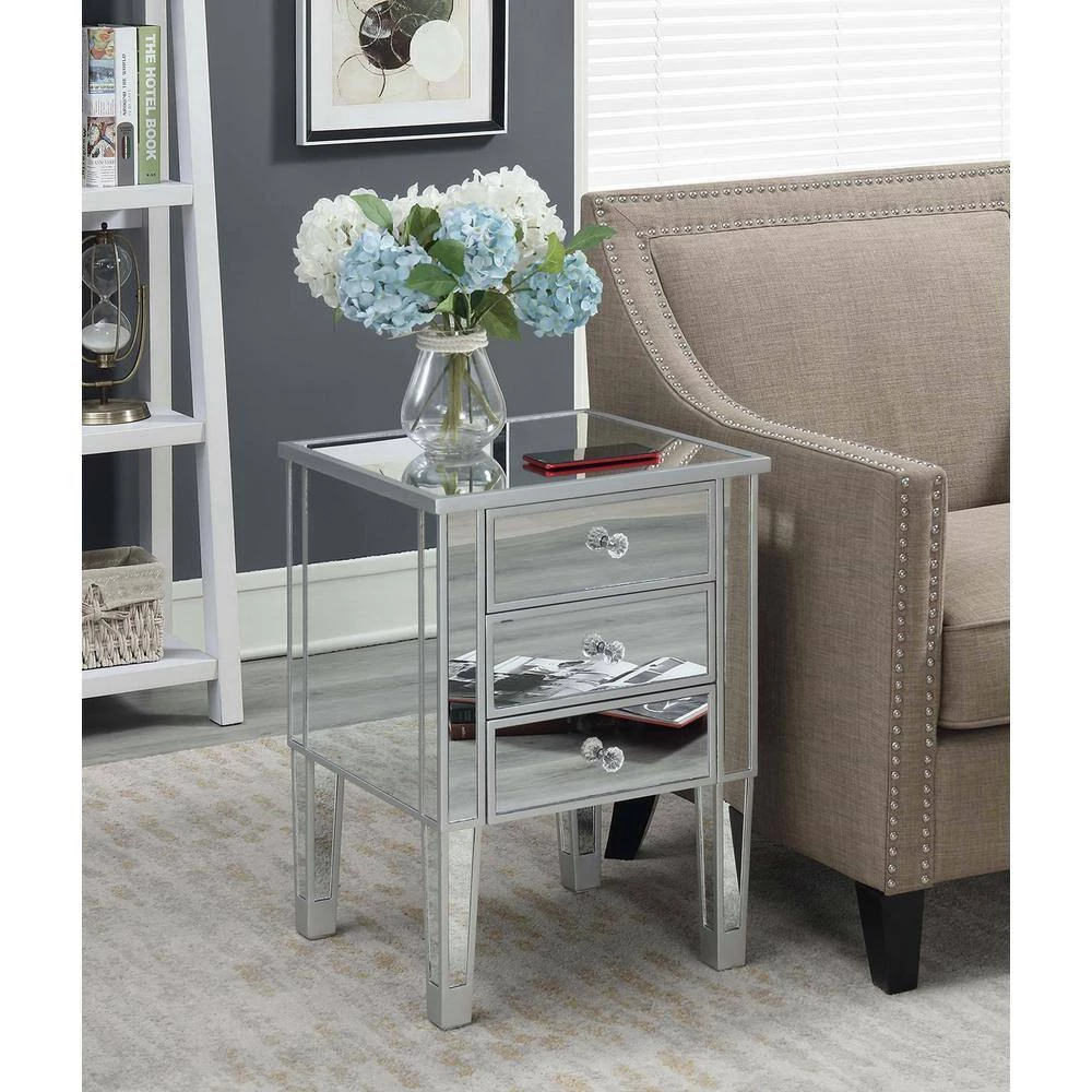 Gold Coast Mirrored 3-Drawer End Table by Convenience Concepts 9 Gold Coast Mirrored 3-Drawer End Table by Convenience Concepts - Image 7